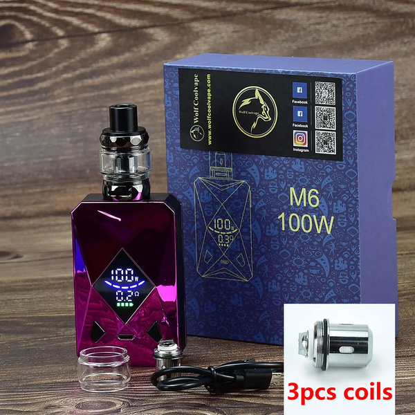 100W Box Mod Vape Kit M6 Mod Kit 4Ml Vaper Atomizer 2600Mah Battery Electronic Cigarette Vape Vaporizer Kit