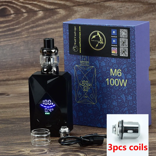 100W Box Mod Vape Kit M6 Mod Kit 4Ml Vaper Atomizer 2600Mah Battery Electronic Cigarette Vape Vaporizer Kit