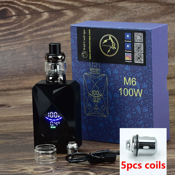 100W Box Mod Vape Kit M6 Mod Kit 4Ml Vaper Atomizer 2600Mah Battery Electronic Cigarette Vape Vaporizer Kit