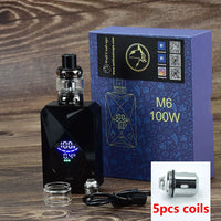 100W Box Mod Vape Kit M6 Mod Kit 4Ml Vaper Atomizer 2600Mah Battery Electronic Cigarette Vape Vaporizer Kit