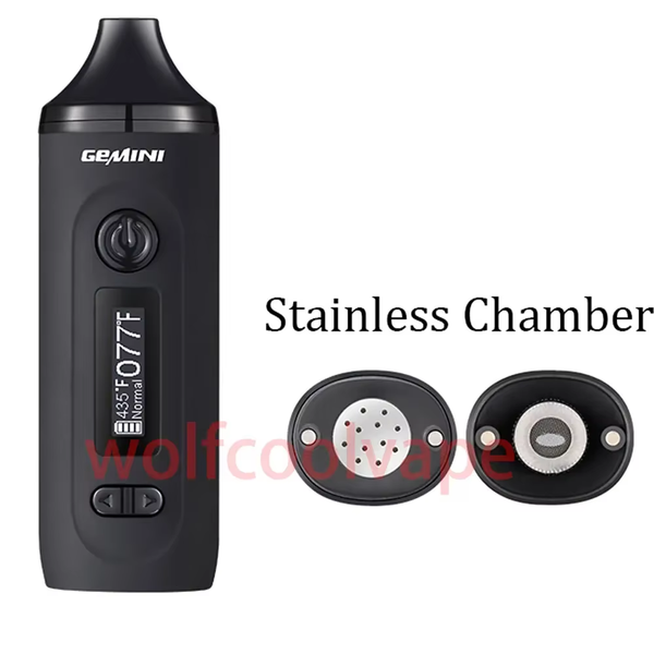 Dry Herb Vaporizer Gemini Herbal Starter Kit Battery Tempreture Control OLED Screen 2200Mah E Cigarettes Vape Pen Kits