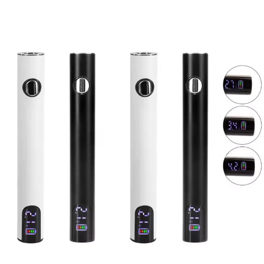 510 Thread Vape Pens 650mah Preheating Battery with Screen Type C USB Charging Adjustable Voltage Vaper Battery for Cartridges