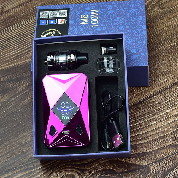 100W Box Mod Vape Kit M6 Mod Kit 4Ml Vaper Atomizer 2600Mah Battery Electronic Cigarette Vape Vaporizer Kit
