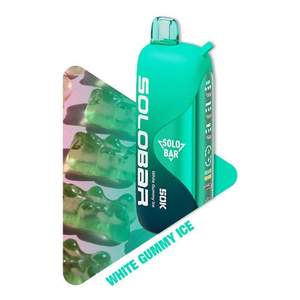 Sour Bar ice cream packaging with green and white design on a white background | Solobar White Gummy Chill 50K | Solobar Icy Gummy 50K | Solobar Frosted White Gummy 50K | Solobar Gummy Ice Max 50K | Solobar White Candy Ice 50K | Solobar Arctic Gummy 50K | Solobar Cool White Gummy 50K